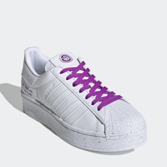 Adidas White Platform Superstar Sneaker, Size 9 - Picture 3 of 6